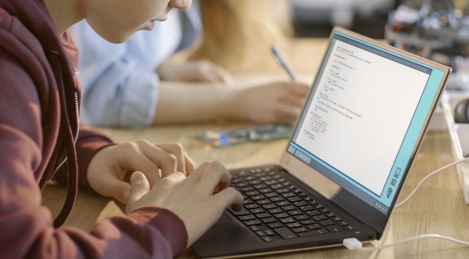 Child using laptop